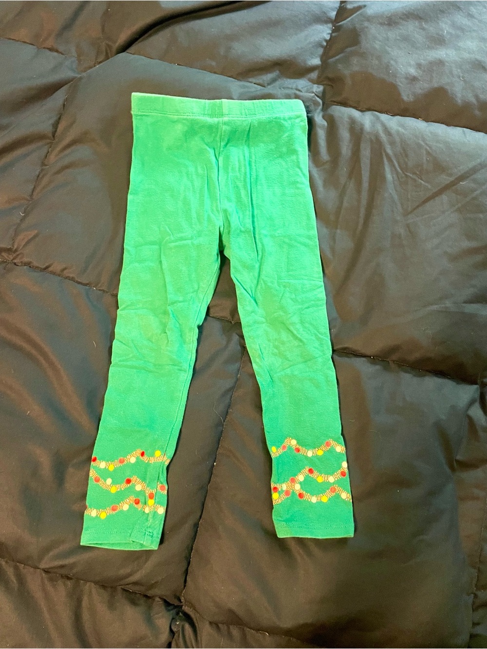 Cat & Jack Bright Green Kids Leggings with Beaded Hem Detail